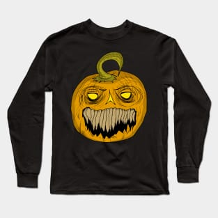 Halloween Jack O Lantern Scary Sharp Creepy Teeth Long Sleeve T-Shirt